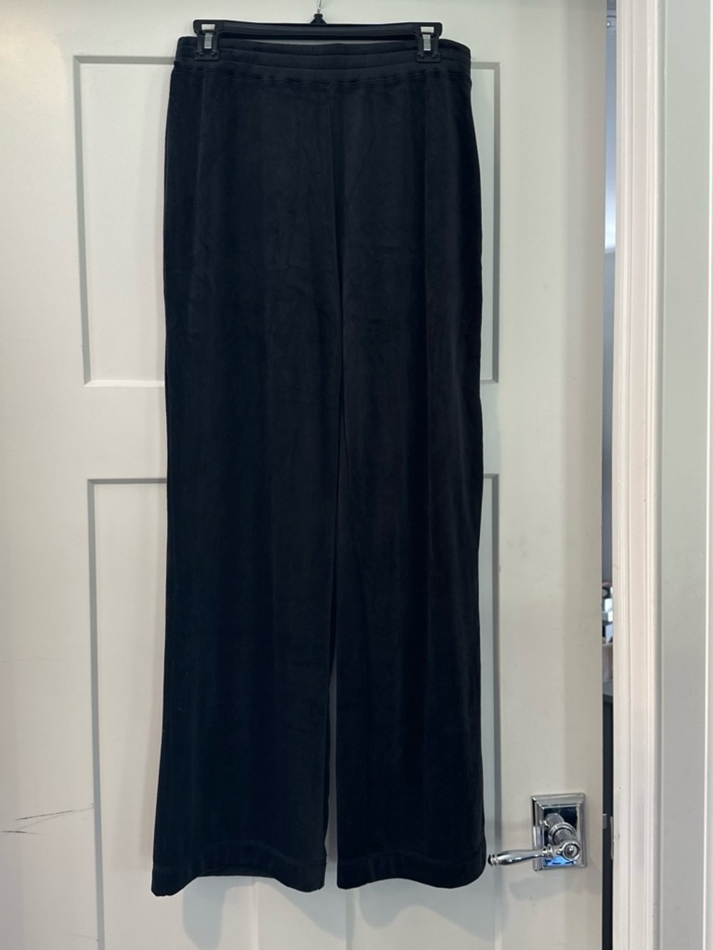 Black Wide-Leg Velour Joggers